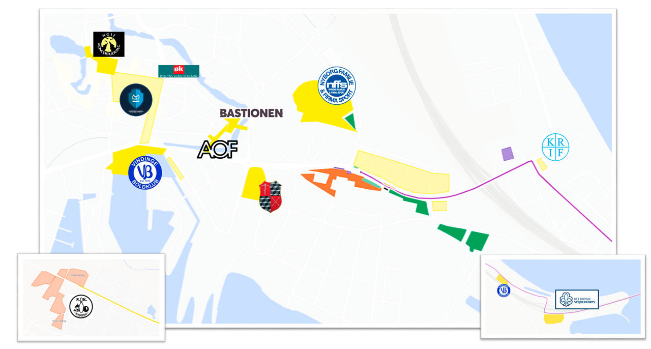Oversigt over eventzoner med foreningernes logoer