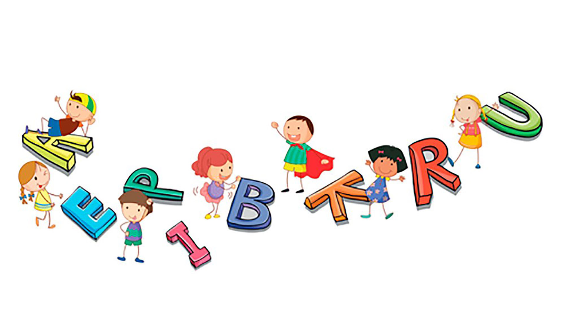 Tegning af bogstaver og legende tændstikbørn