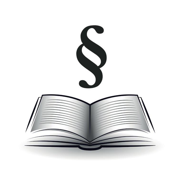 Tegning af et §-tegn med en bog nedenunder