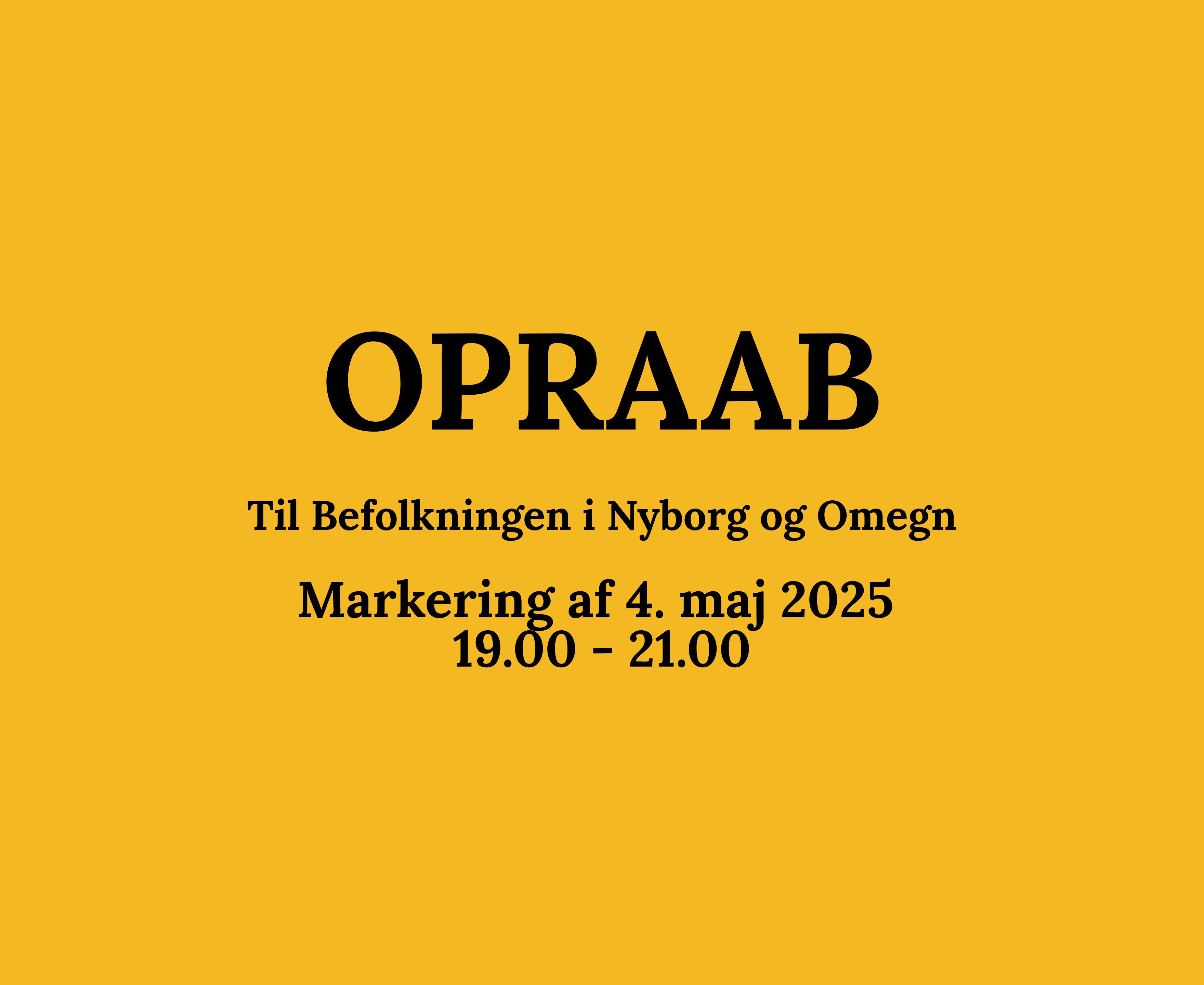 Banner med ordlyden omkring markering af 4. maj 2025