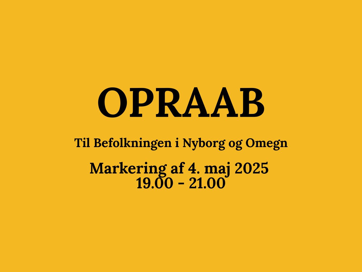 Banner med ordlyden omkring markering af 4. maj 2025