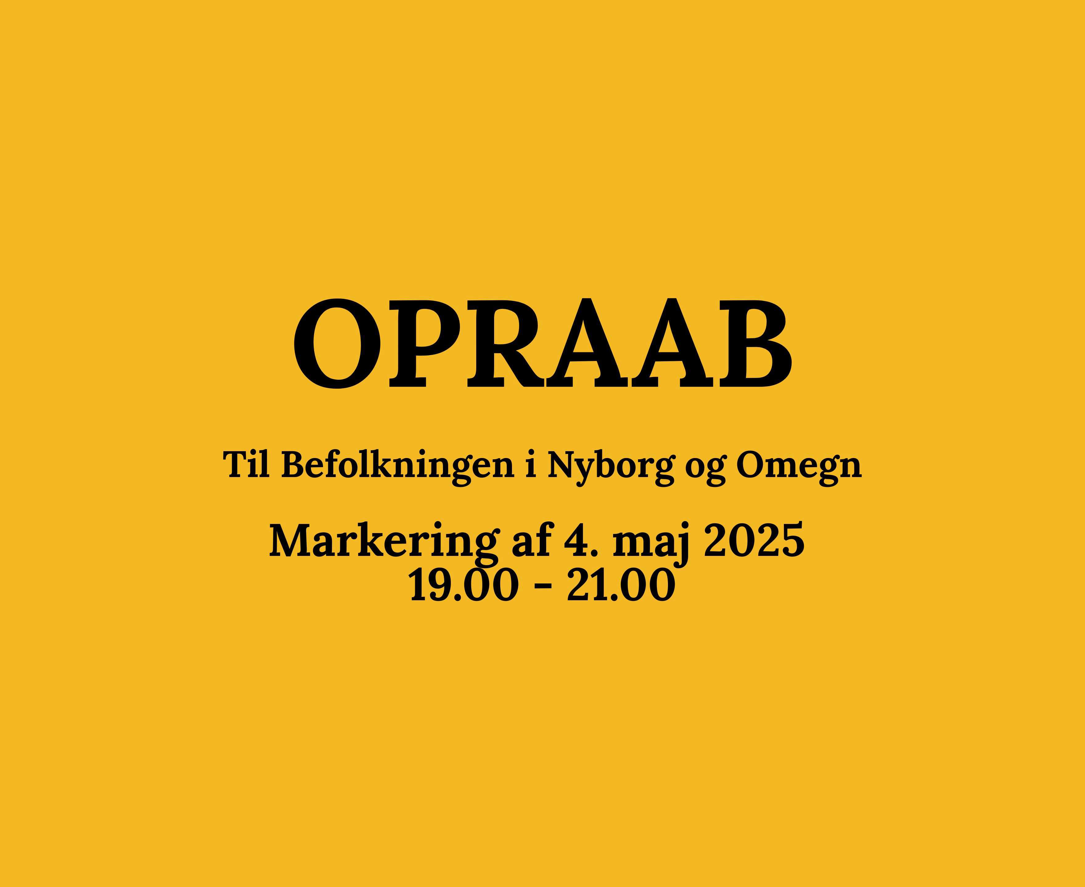 Banner med ordlyden omkring markering af 4. maj 2025