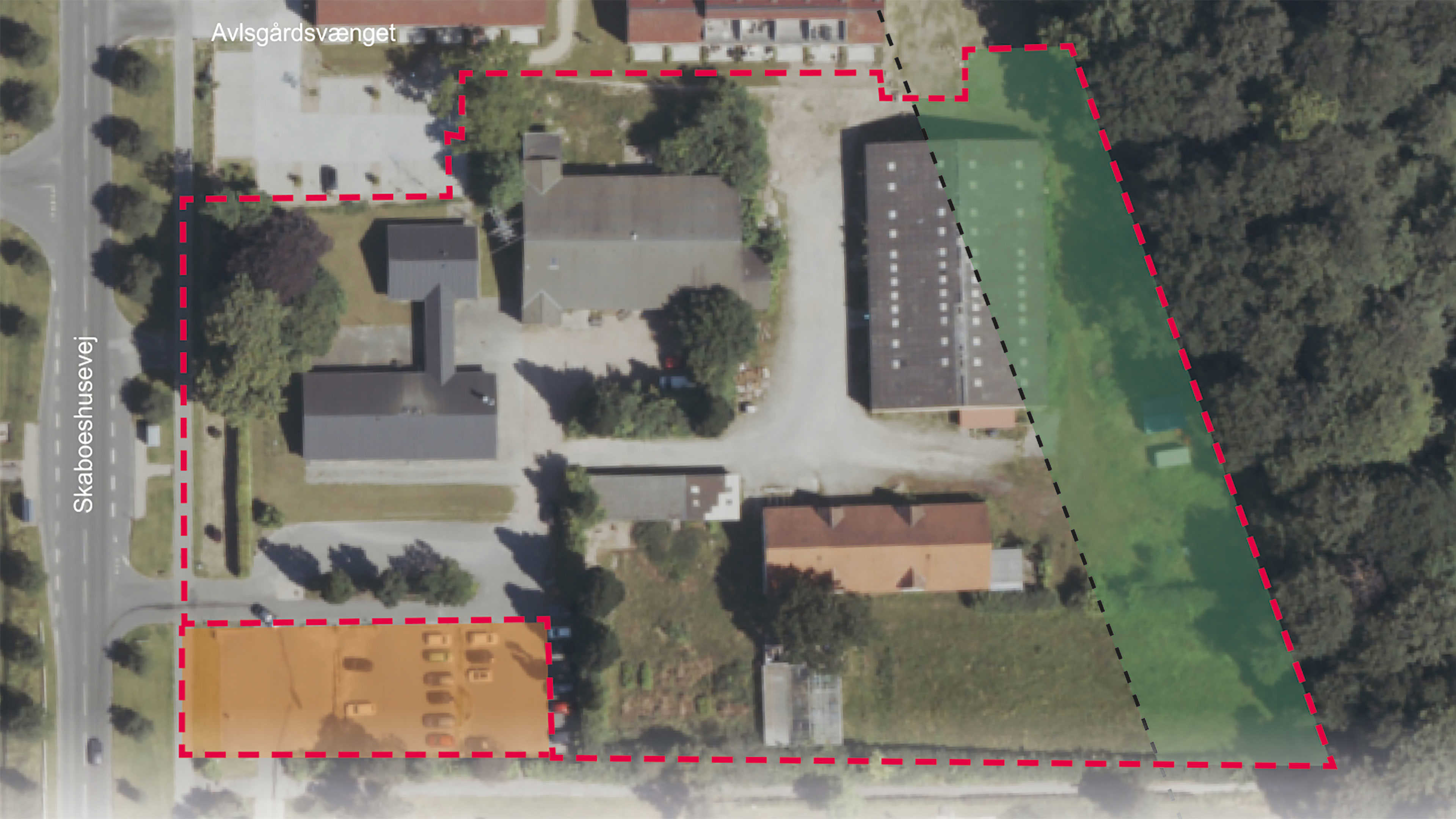 Luftfoto over område ved Skaboeshusevej 102-104